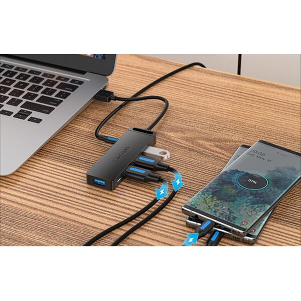 HUB USB Vention Hub USB 3.0 z 4 portami i zasilaczem Vention CHLBF 1m Czarny