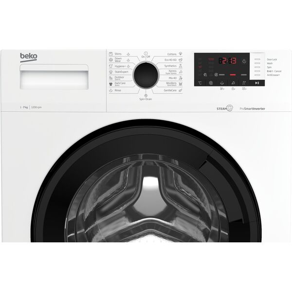 Pralka Beko BEKO Skalbimo mašina WUE7612XBWS, 7kg, Energy class A, 49 cm, 1200 rpm, Inverter motor, Steam Cure, Hygiene+