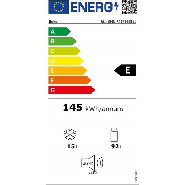 Lodówka Beko BEKO Built-In Šaldytuvas BU1154N, Energy class E, height 81.8cm