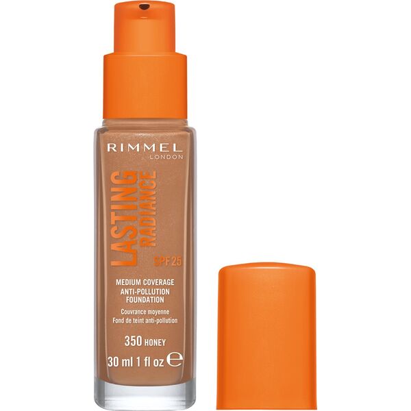 Rimmel London Rimmel London, Lasting Radiance, Natural Medium Coverage, Liquid Foundation, 350, Honey, SPF 25, 30 ml For Women