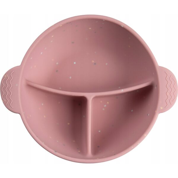 Canpol CANPOL BABIES silikoninis neslystantis dubenėlis DOTS, 3 skyrių, 360 ml, 51/403_pink