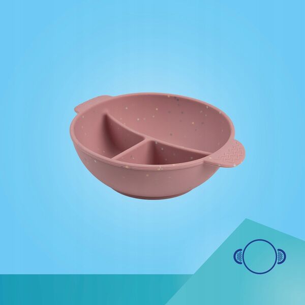 Canpol CANPOL BABIES silikoninis neslystantis dubenėlis DOTS, 3 skyrių, 360 ml, 51/403_pink