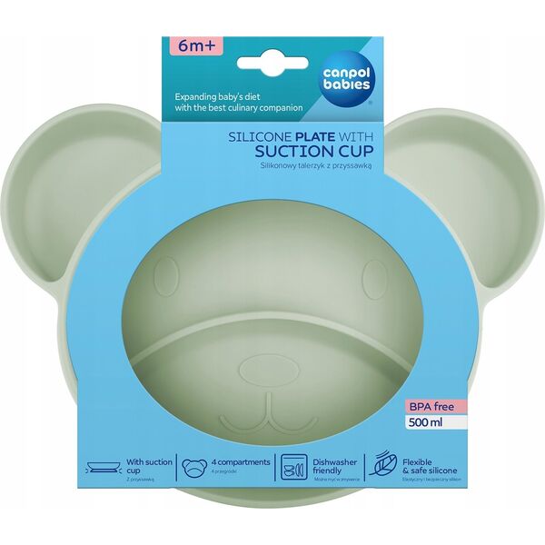 Canpol CANPOL BABIES Silikoninė lėkštė su pritvirtinimu BEAR, 51/401_gre