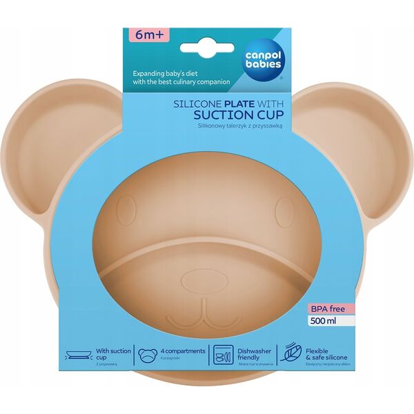 Canpol CANPOL BABIES Silikoninė lėkštė su pritvirtinimu BEAR, 51/401_bei