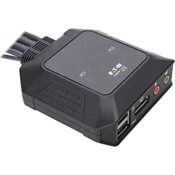 Przełącznik Eaton Eaton Tripp Lite series 2-Port DisplayPort 1.1/USB KVM Switch with Audio/Video, Built-In Cables, USB Peripheral Sharing - KVM-/Audio-/USB-Switch - 2 x KVM/Audio/USB - 1 lokaler Benutzer - Desktop