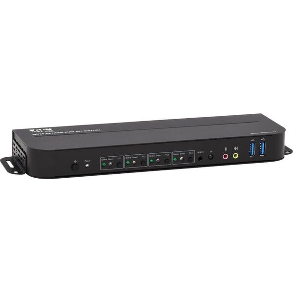 Przełącznik Eaton Eaton Tripp Lite series HDMI USB KVM Switch 4-Port 4K 60Hz HDR HDCP 2.2 IR USB Sharing - KVM-/Audio-/USB-Switch - 4 x KVM/Audio/USB - 1 lokaler Benutzer - Desktop