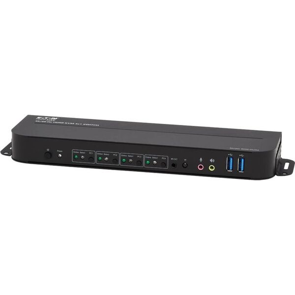 Przełącznik Eaton Eaton Tripp Lite series HDMI USB KVM Switch 4-Port 4K 60Hz HDR HDCP 2.2 IR USB Sharing - KVM-/Audio-/USB-Switch - 4 x KVM/Audio/USB - 1 lokaler Benutzer - Desktop