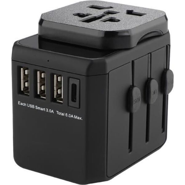 MicroConnect Microconnect MC-TRAVELADAPTER3 elektryczny wtyk zasilający Czarny