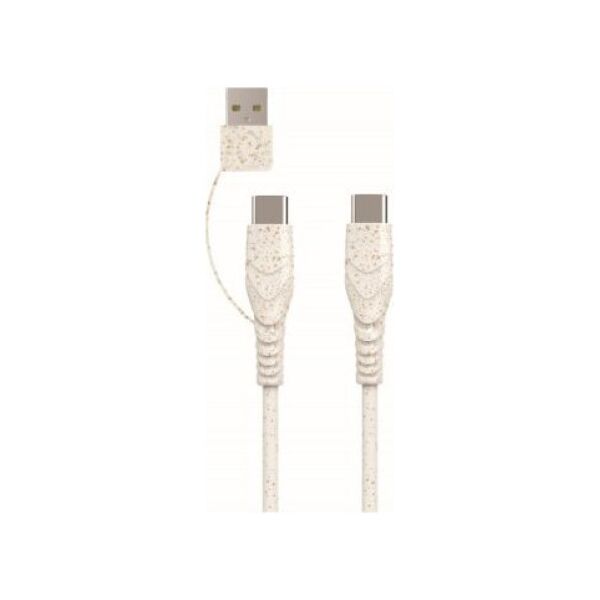 Kabel USB BIOnd USB-A + USB-C - USB-C 1.2 m Beżowy (BIO-CT-TC)