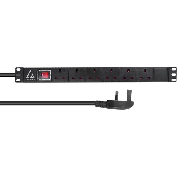 Lanview Lanview LVR-3MUK-SW-UK6 rozdzielacz zasilania PDU 6 x gniazdo sieciowe 1.4U Czarny