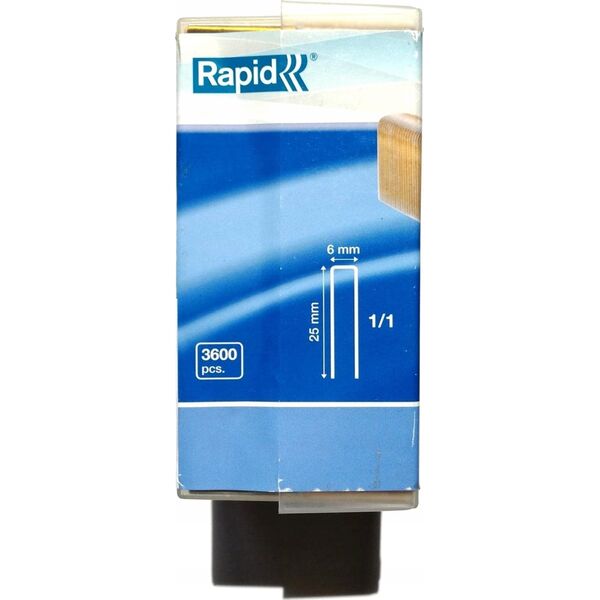 Rapid Kabės 606/25 3600vnt.6,0x1,1mm, juodos, plastikinė pak., Rapid