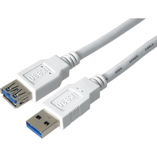 PremiumCord Prodlužovací kabel USB 3.0 Super-speed 5Gbps A-A, MF, 9pin, 3m, bílá