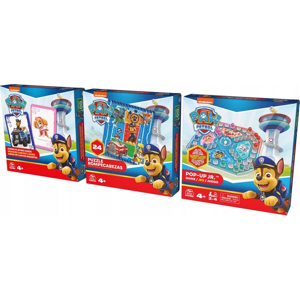 Spin Master Psi Patrol Zestaw 3 Gry PUZZLE POP-UP KARTY JUMBO