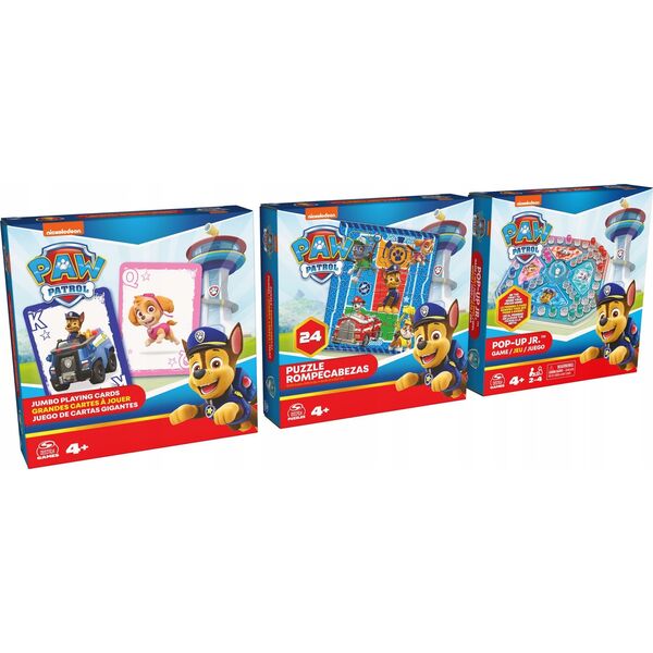 Spin Master Psi Patrol Zestaw 3 Gry PUZZLE POP-UP KARTY JUMBO