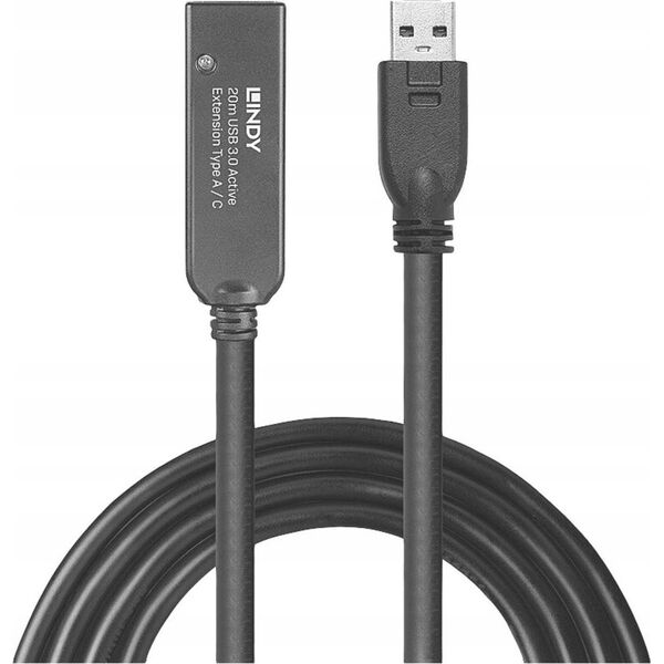 Kabel USB Lindy Cable Lindy USB 3.0 to USB-C (W) 20m Black
