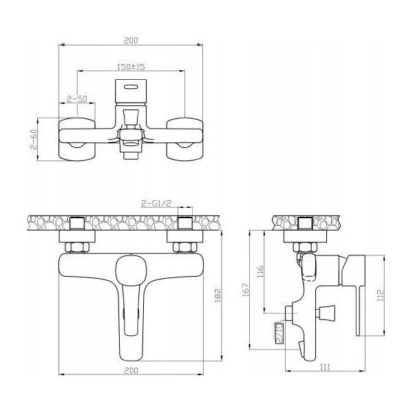 Bateria wannowa Sourcing BATH MIXER GLAMOUR INVENA TREND GOLD