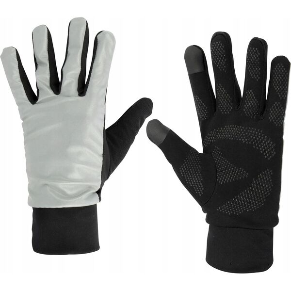 SKO Sports gloves with touchscreen tip AVENTO 44AC reflective XL/XXL silver/black
