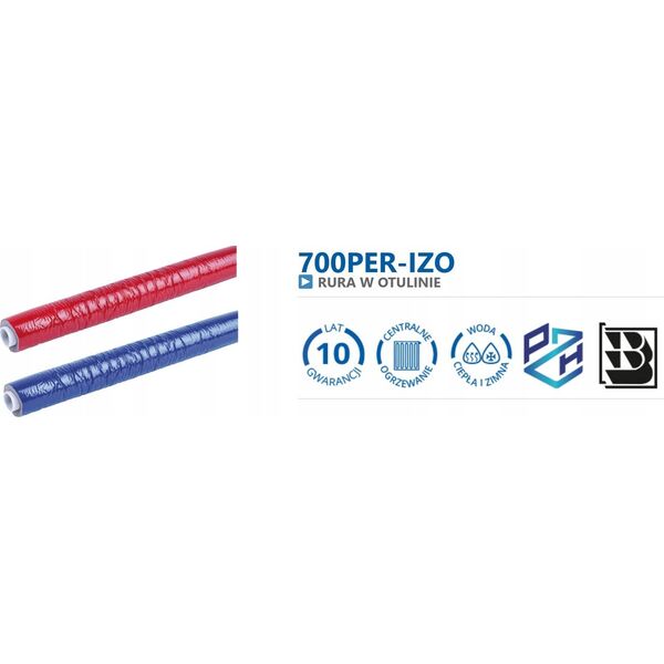 Perfexim 700PER-IZO N Rura PERT/Al/PERT 25x2,5 25mb w otulinie polietylenowej 9mm nieb.