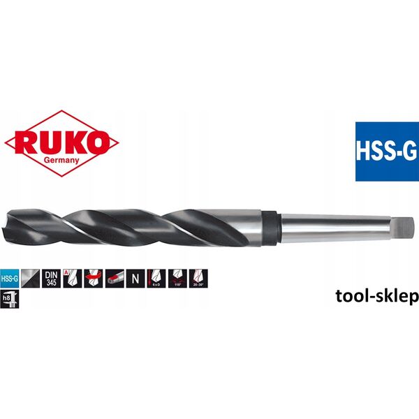 Wiertło Sourcing Spiral metal drill with Morse taper RUKO O 20.0 mm