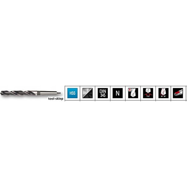 Wiertło Sourcing Spiral metal drill with Morse taper RUKO O 20.0 mm