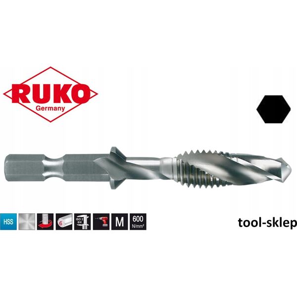Wiertło Sourcing Combined drill - tap and countersink RUKO M10