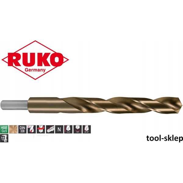 Wiertło Sourcing Spiral drill RUKO HSS-G Co with hollow shank O 16.5 mm