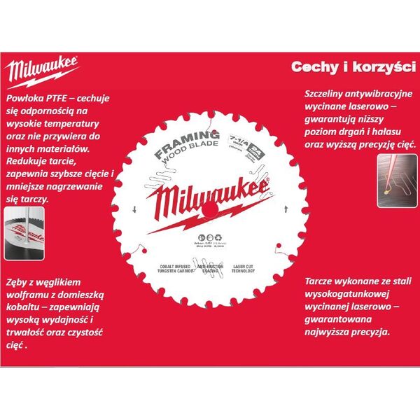 Milwaukee MILWAUKEE CIRCULAR SAW 190x30x2.1x48z WOOD - CLEAN CUTTING CSB P W