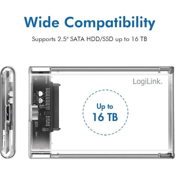 LogiLink LogiLink Festplattengehäuse 2,5'' transparent USB 3.0