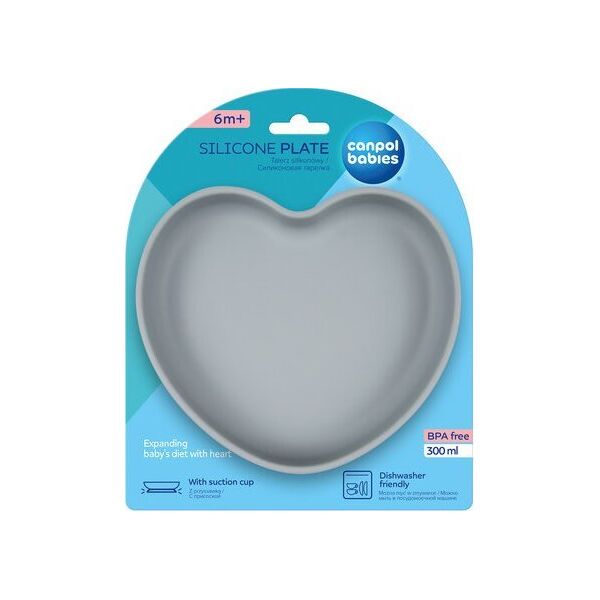 Canpol CANPOL BABIES Silicone suction plate HEART, 6m+, 80/309_blu