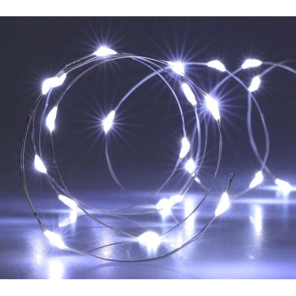 Lampki choinkowe Koopman Lampki druciki na baterie girlanda 80 LED zimny biały
