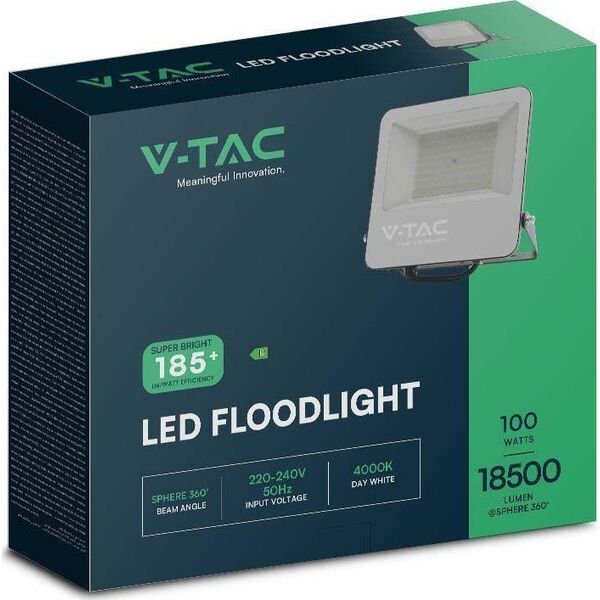 Naświetlacz V-TAC Projektor LED V-TAC 100W 185Lm/W Czarny VT-44105 4000K 18500lm
