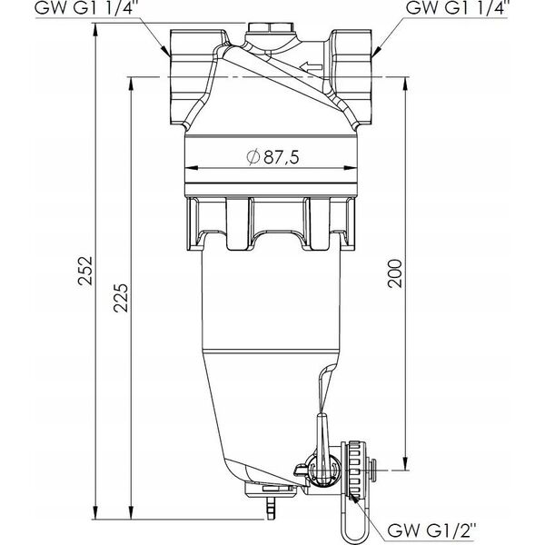 Afriso Magnetyczny separator zanieczyszczeń ADS 181 HP do pomp ciepła, GW G1 1/4 , Kvs 17,9m3/h