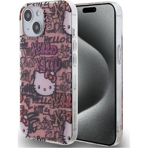 Sourcing Hello Kitty HKHCP15SHDGPTP iPhone 15 / 14 / 13 6.1" pink/pink hardcase IML Tags Graffiti
