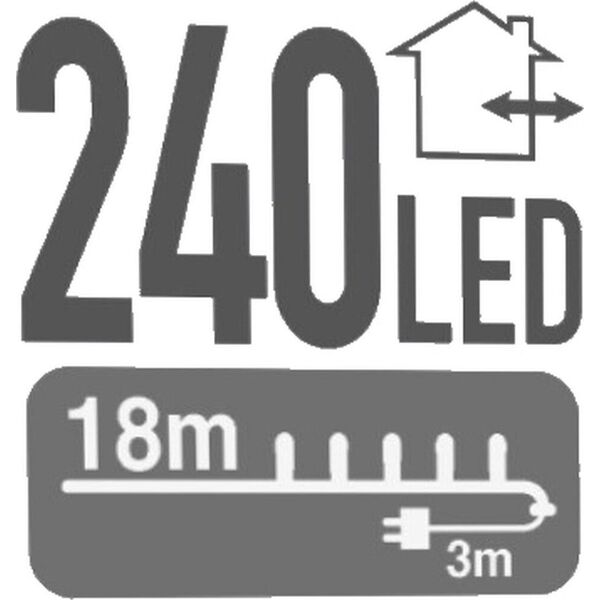 Lampki choinkowe Koopman Lampki choinkowe łańcuch świetlny 240 LED timer zimny biały