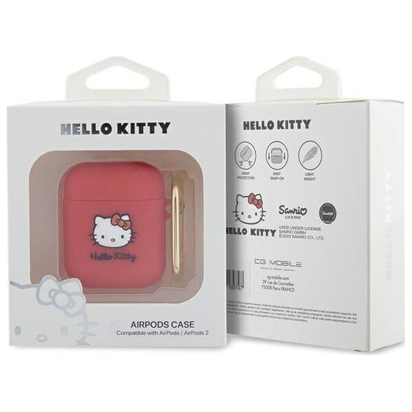 Sourcing Hello Kitty HKA23DKHSF Airpods 1/2 cover fuchsia/fuschia Silicone 3D Kitty Head
