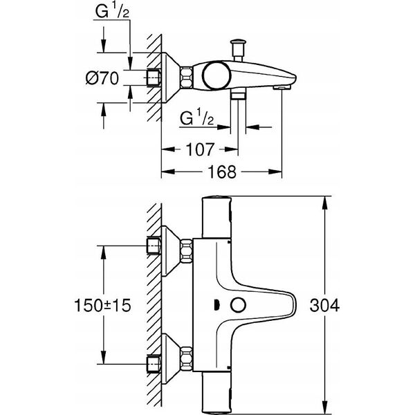 Bateria wannowa Grohe Bathroom faucet GROHE PRECISION START, thermostatic, water-saving, chrome, 34598000