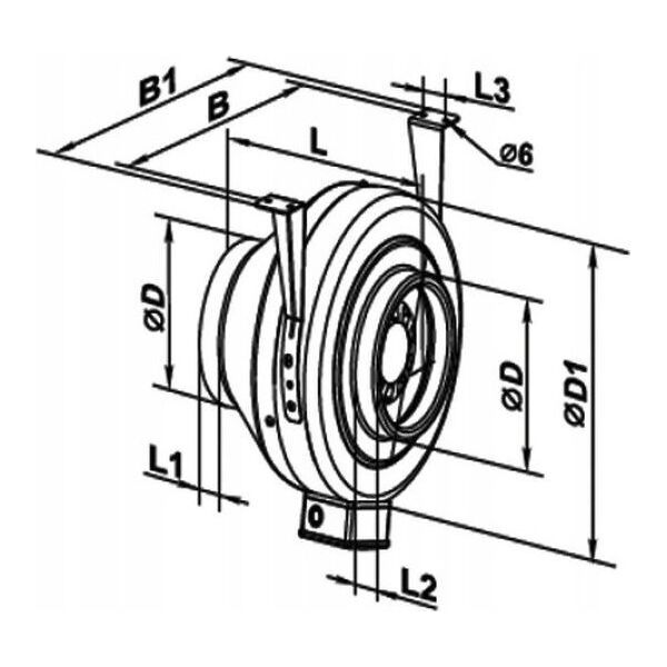 Vents Fan, high pressure VENTS VKMZ125 Centrifugal, in a steel case