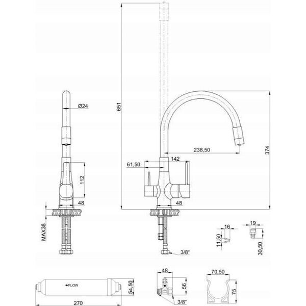 Bateria kuchenna Sourcing MIXER KITCHEN GLAMOUR WITH FILTER BLACK