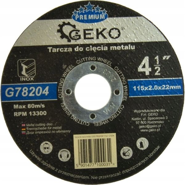 Geko Tarcza do cięcia metalu GEKO PREMIUM 115x2 Inox (25/200)
