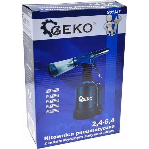 Geko Nitownica pneumatyczna z automatycznym zasysem nitów 2,4-6,4mm (10)