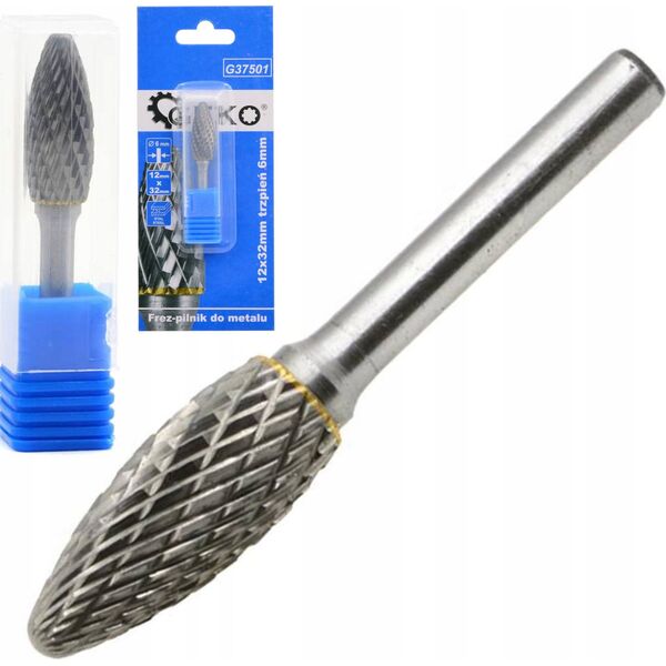 Geko Frez-pilnik do metalu z węglika wolframu 12x32mm trzpień 6mm (200)