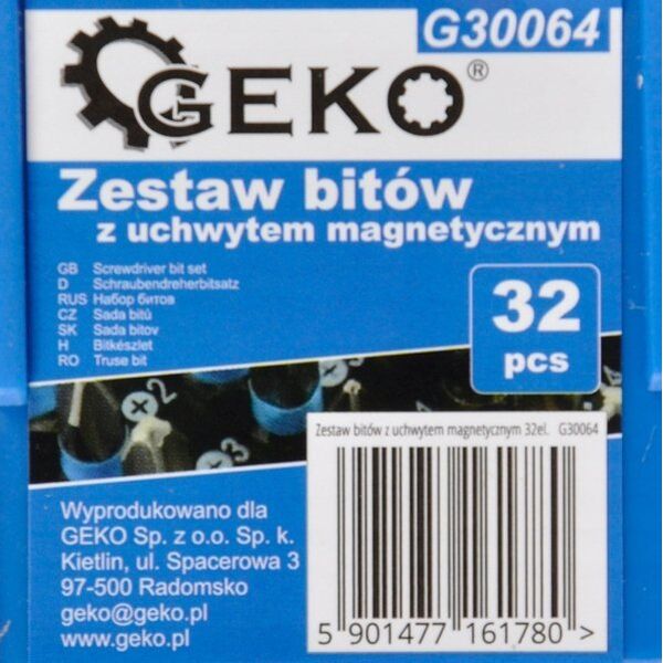 Geko Zestaw bitów z uchwytem magnetycznym 32el. (40)