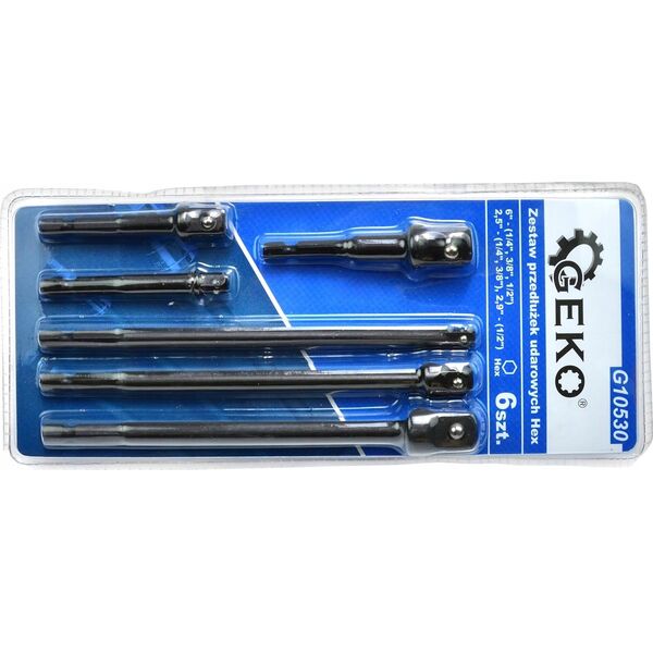 Geko Zestaw przedłużek udarowych Hex 1/4"-1/2" 6szt. (6/48)