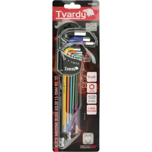Tvardy Klucze imbusowe długie kolor 1,5-10mm 9el. S2 (24)