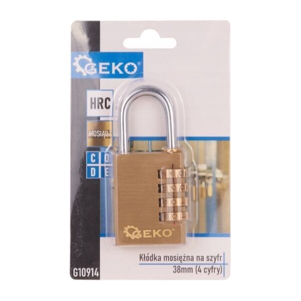 Geko Kłódka mosiężna na szyfr 38mm (4 cyfry) (9/108)