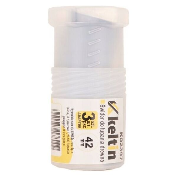 KELTIN Wiertło – świder do łupania drewna 42mm + zestaw adapterów 3szt. (20)