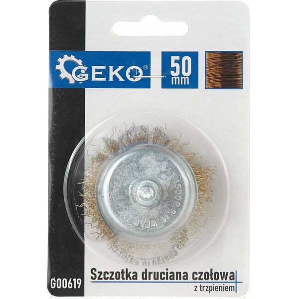 Geko Szczotka druciana czołowa,mosiężna 60mm z trzpieniem (100)