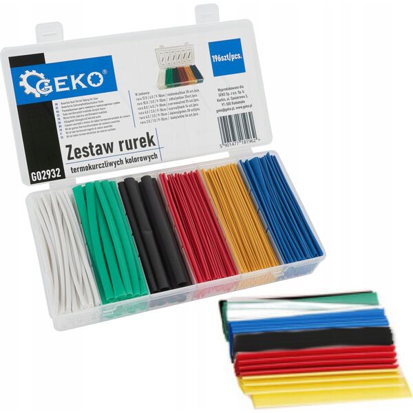 Geko Zestaw rurek termokurczliwych kolorowych 196szt. (100)