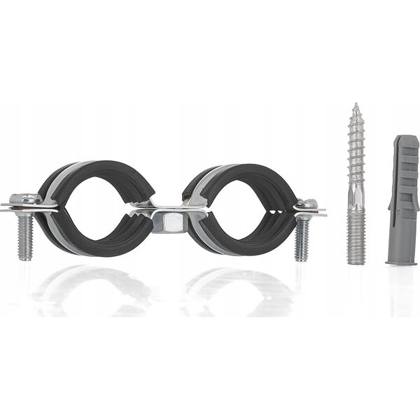 Geko Obejma metalowa z gumą do rur podwójna 3/4" 26-30mm (200)