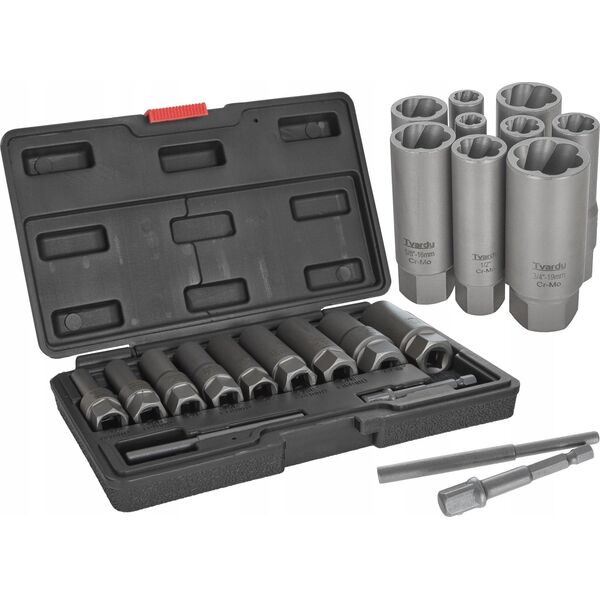 Tvardy Zestaw długich nasadek do urwanych śrub 11 el. 6-19mm CR-MO (10)